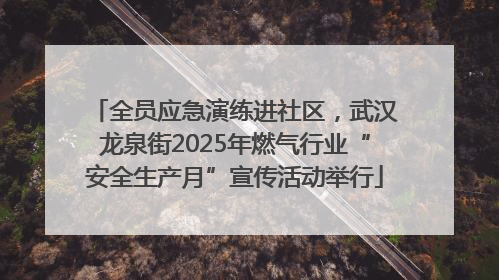全员应急演练进社区，武汉龙泉街2025年燃气行业“安全生产月”宣传活动举行